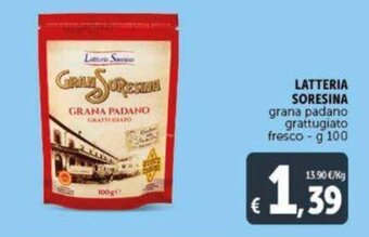 Deco Supermercati Latteria Soresina Grana Padano grattugiato fresco g 100 offerta