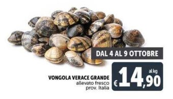 Deco Supermercati Vongola Verace Grande allevato fresco prov. Italia offerta