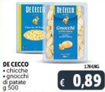 Deco Supermercati De Cecco chicche/gnocchi di patate g 500 offerta