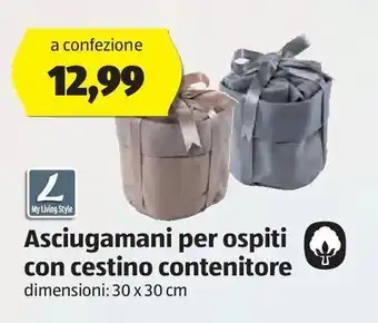 ALDI Asciugamani per ospiti con cestino contenitore my living style offerta