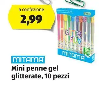 ALDI Mini penne gel glitterate mitama offerta