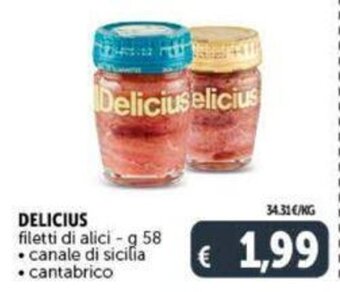 Deco Supermercati Delicius filetti di alici g 58 canale di sicilia / cantabrico offerta