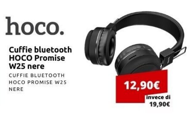 Hoco Cuffie bluetooth Promise W25 nere offerta di G8A Technology
