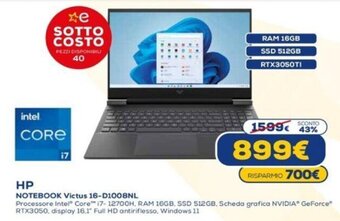 Euronics HP Notebook Victus 16-D1008NL offerta