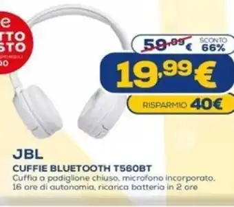 Euronics JBL Cuffie Bluetooth T560BT offerta