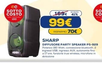 Euronics Sharp Diffusore Party Speaker PS-929 offerta