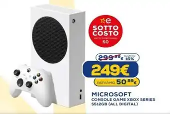Euronics Microsoft Console Game Xbox Series S512GB (All Digital) offerta