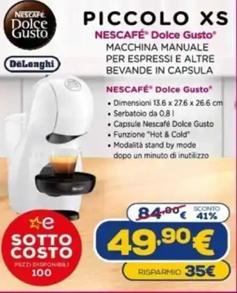 Euronics DeLonghi Nescafé Dolce Gusto Macchina Manuale per Espressi e Altre Bevande in Capsula offerta