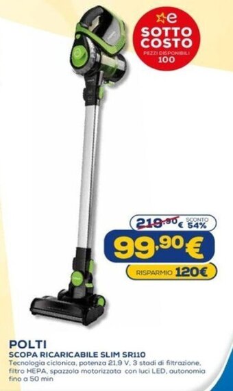 Euronics Polti Scopa Ricaricabile Slim SR110 offerta