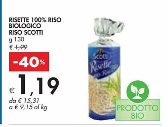 Bennet Risette 100% riso biologico riso scotti g 130 offerta
