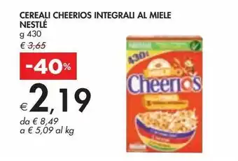 Bennet Cereali cheerios integrali al miele nestlé g 430 offerta