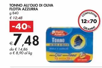 Bennet Tonno in olio d'oliva flotta azzurra g 840 offerta