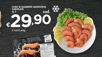 Bennet Code di gambero argentino surgelate 2 kg offerta