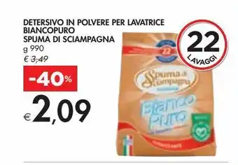 Bennet Detersivo in polvere per lavatrice biancopuro spuma di sciampagna ml 990 offerta