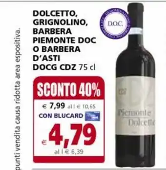 Il Gigante Dolcetto grignolino barbera piemonte doc barbera d'asti docg offerta