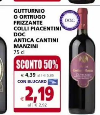 Gutturni o ortugo frizzante colli piacentini doc antica cantini manzini