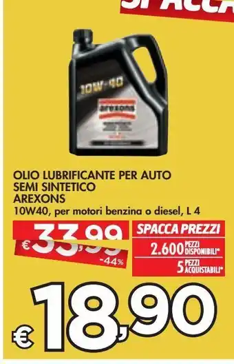 Bennet Olio lubrificante per auto semi sintetico arexons offerta