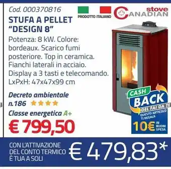 Eurobrico Stufa a pellet "design 8" offerta