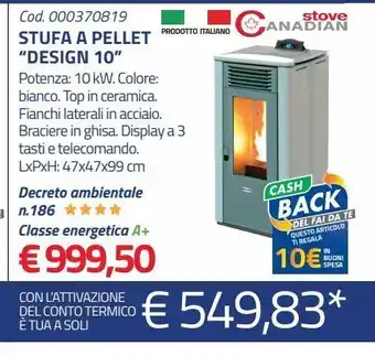 Eurobrico Stufa a pellet "design 10" offerta