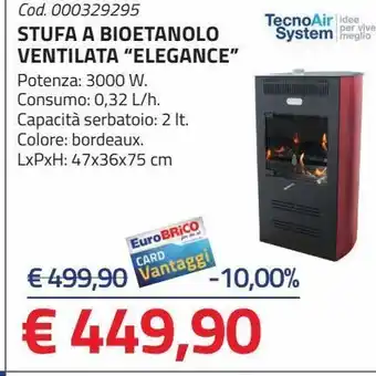 Eurobrico Stufa a bioetanolo ventilata "elegance" offerta