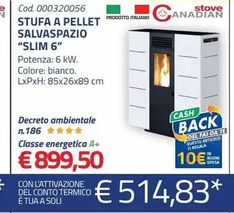 Eurobrico Stufa a pellet salvaspazio "slim 6" offerta