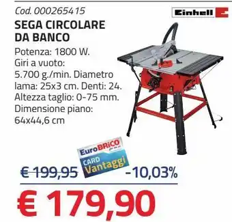 Eurobrico Sega circolare da banco offerta