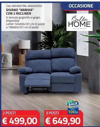 Divano "annika" con 2 recliner