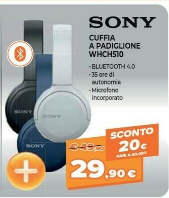 Expert Sony WH-CH510 Cuffia Padiglione Auricolare Blu offerta