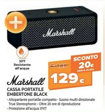 Expert Marshall Cassa Portatile Embertone Black offerta