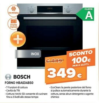 Bosch Serie 4 HBA534BS0 Forno Forno Elettrico 71 L Acciaio Inossidabile A