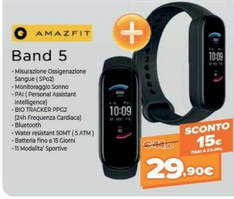 Expert Amazfit Band 5 AMOLED Braccialetto Per Rilevamento Di Attività 2,79 Cm (1.1") Nero offerta