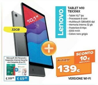 Expert Lenovo Tablet M10 TBX306X offerta