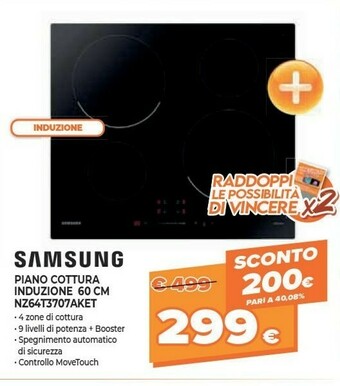 Expert Samsung NZ64T3707AK Nero Da Incasso 60 Cm A Induzione 4 Fornello(i) offerta