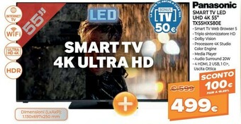 Expert Panasonic TX-55HX580E TV 139,7 Cm (55") 4K Ultra HD Smart TV Wi-Fi Nero offerta
