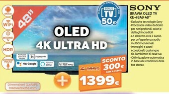 Expert Sony KE-48A9 - TV OLED 48 Pollici, Android Tv 4K HDR Ultra HD Con Processore X1 Ultimate E Acoustic Surface Audio (modello 20 offerta