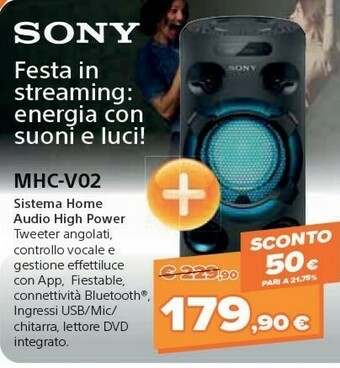 Expert Sony MHC-V02 Mini Impianto Audio Domestico Nero offerta