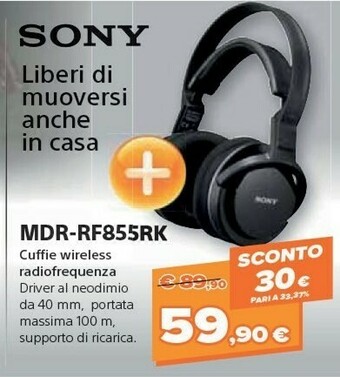 Expert Sony MDR-RF855RK Cuffie Wireless Radiofrequenza offerta