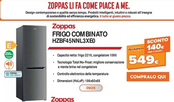 Expert Zoppas Frigo Combinato HZBF45NNL3XE0 offerta