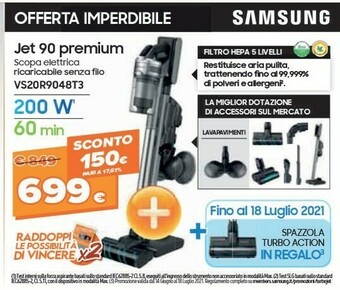 Expert Samsung VS20R9048T3 Senza Sacchetto Argento offerta