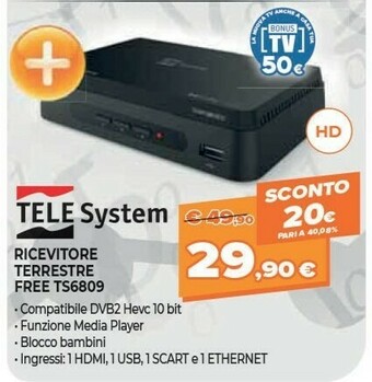 Expert TELE System TS6809 Ethernet (RJ-45), Terrestre Full HD Nero offerta