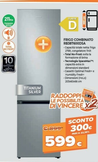 Expert Samsung RB38T600DSA Frigorifero Con Congelatore Libera Installazione 385 L D Argento offerta