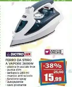 Happy Casa Dictro Lux Ferro Da Stiro A Vapore 2600w offerta
