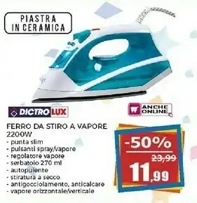 Happy Casa Dictro Lux Ferro Da Stiro A Vapore 2200w offerta