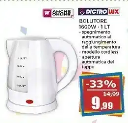 Happy Casa Dictro Lux Bollitore 1600w offerta