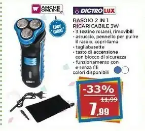 Happy Casa Dictro Lux Rasoio 2 In 1 Ricaricabile 3w offerta