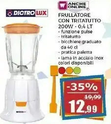 Happy Casa Dictro Lux Frullatore Con Tritatutto 200w - 0.4 Lt offerta