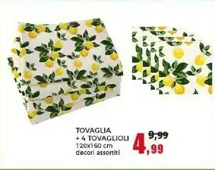 Happy Casa Tovaglia + 4 Tovaglioli 120x160 Cm offerta