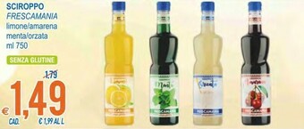 MD Discount Frescamania Sciroppo Limone / Amarena / Menta / Orzata Senza Glutine offerta