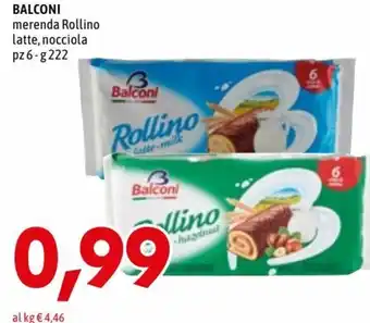 MEGA Balconi Merenda Rollino Latte, Nocciola pz 6 - g 222 offerta