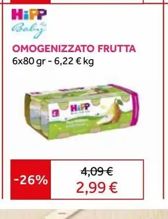 Prenatal Omogeneizzato di frutta hipp baby 6x 80 gr offerta
